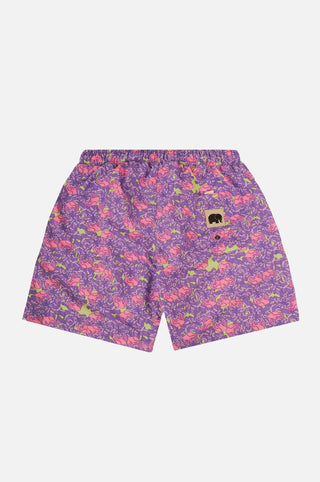Vue de dos du Trippyplant Seaqual® Yarn Swim Short en Sour Grape, avec un motif vibrant | TP_IMAGE_TYPE=MODEL_BACK