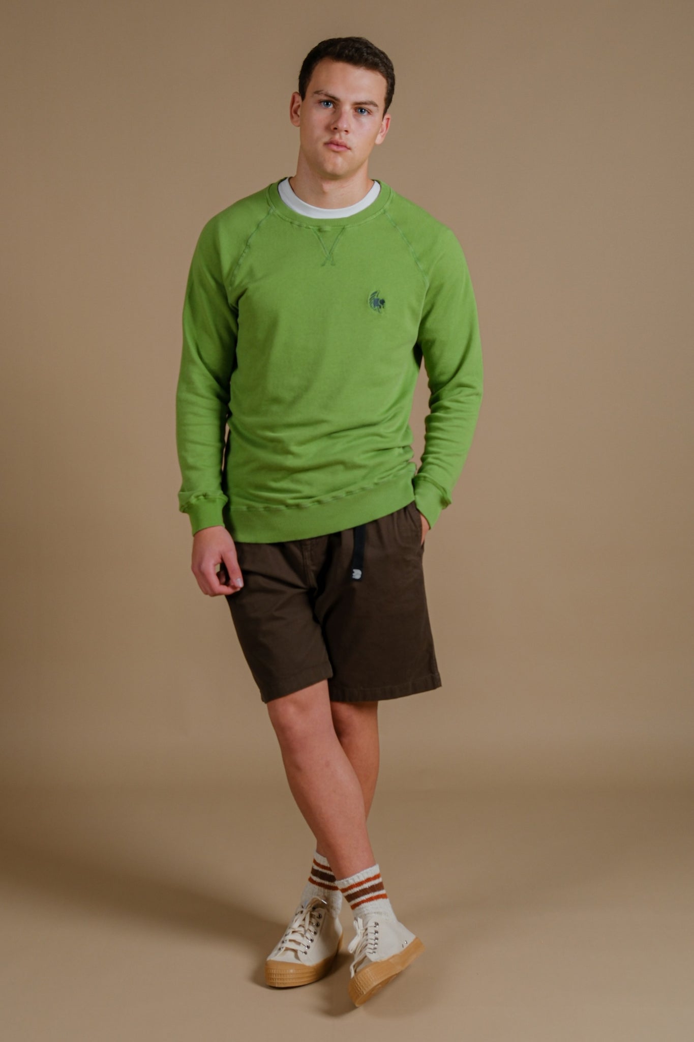 Washingtonia Midweight Pigment Sweater Raquis Green