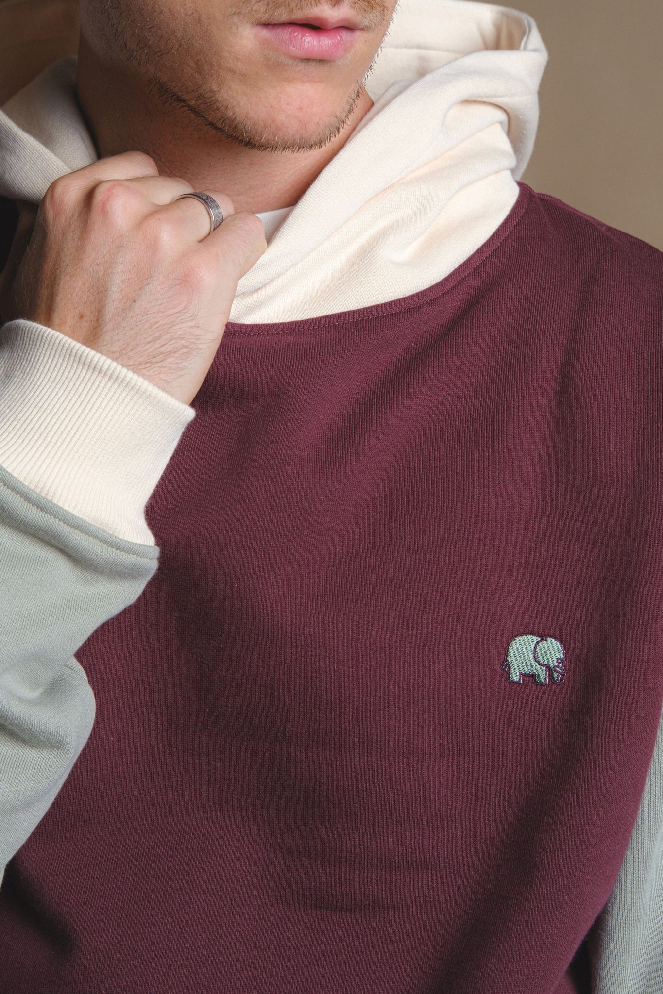 Color Block Hoodie Nightfall Ruby