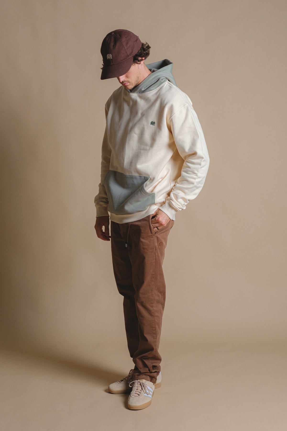 Person wearing a Color Block Hoodie in Pale Glow, front view | TP_IMAGE_TYPE=MODEL_FRONT