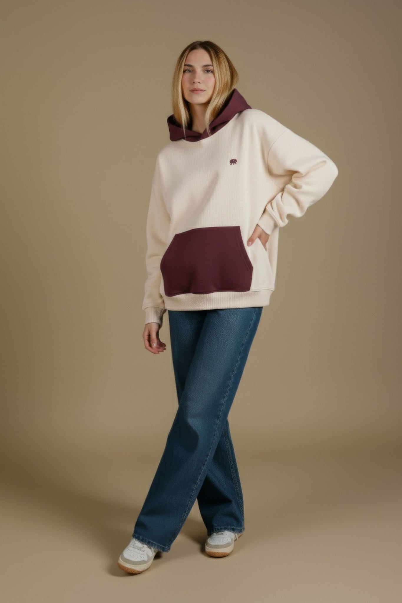 Women's Color Block Oversized Hoodie Pale Glow