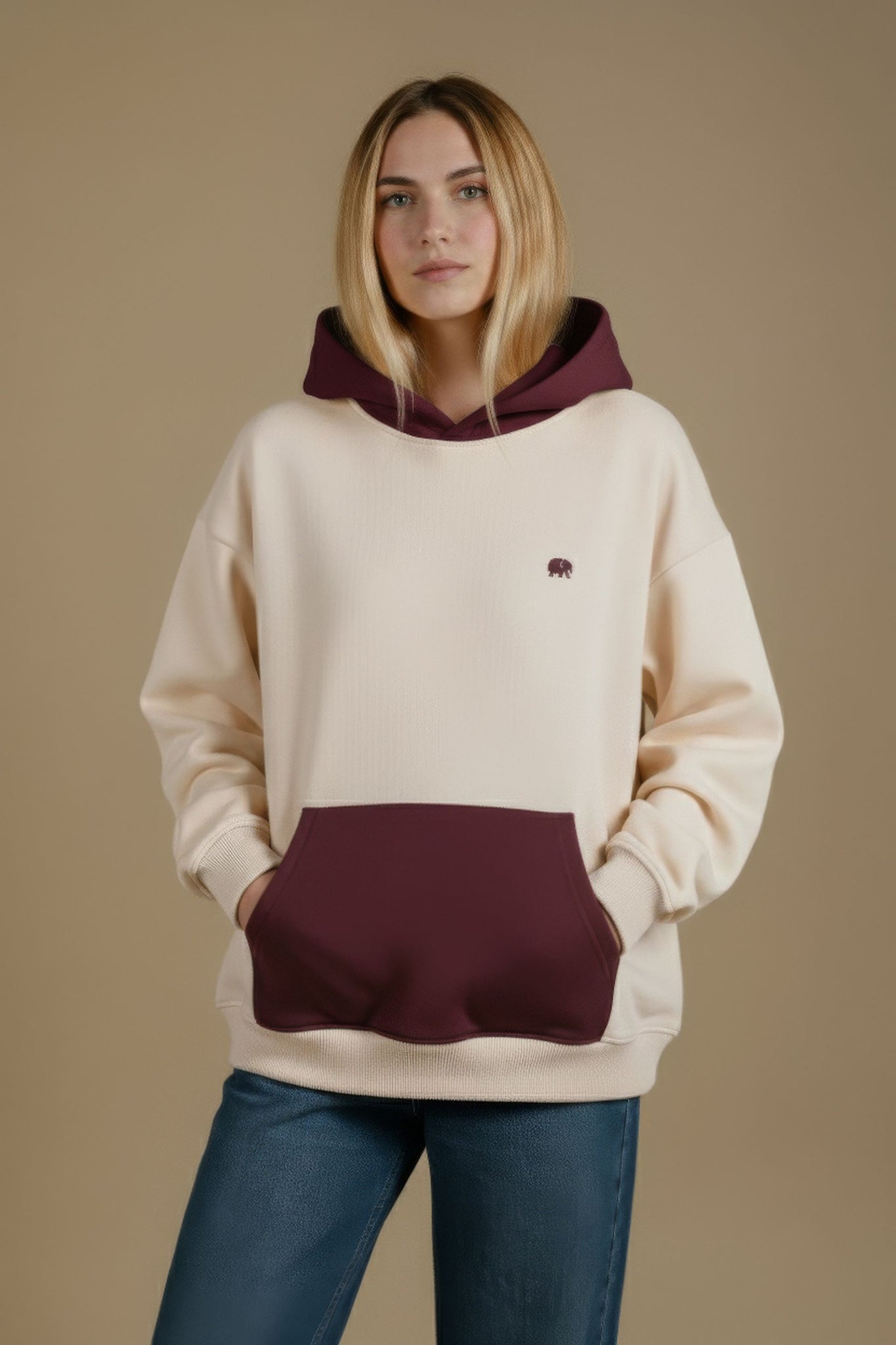 Women's Color Block Oversized Hoodie Pale Glow