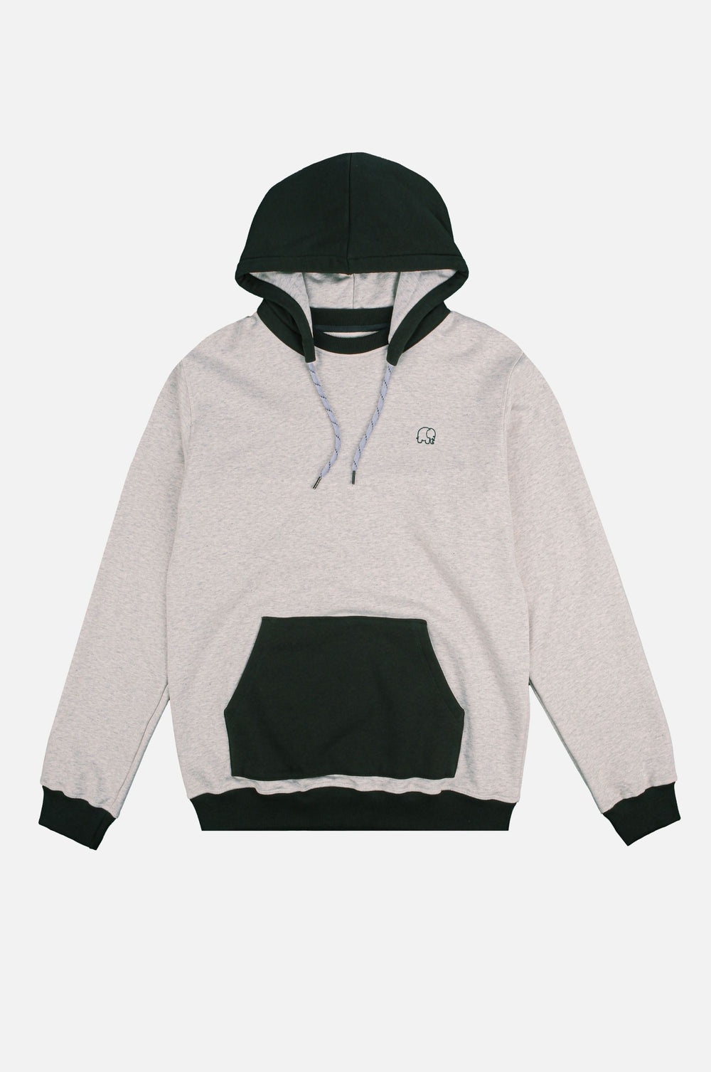 Silhouette avant du The Hooded Oversized Sweatshirt en Warm Heather Grey/Scarab | TP_IMAGE_TYPE=SILHOUETTE_FRONT