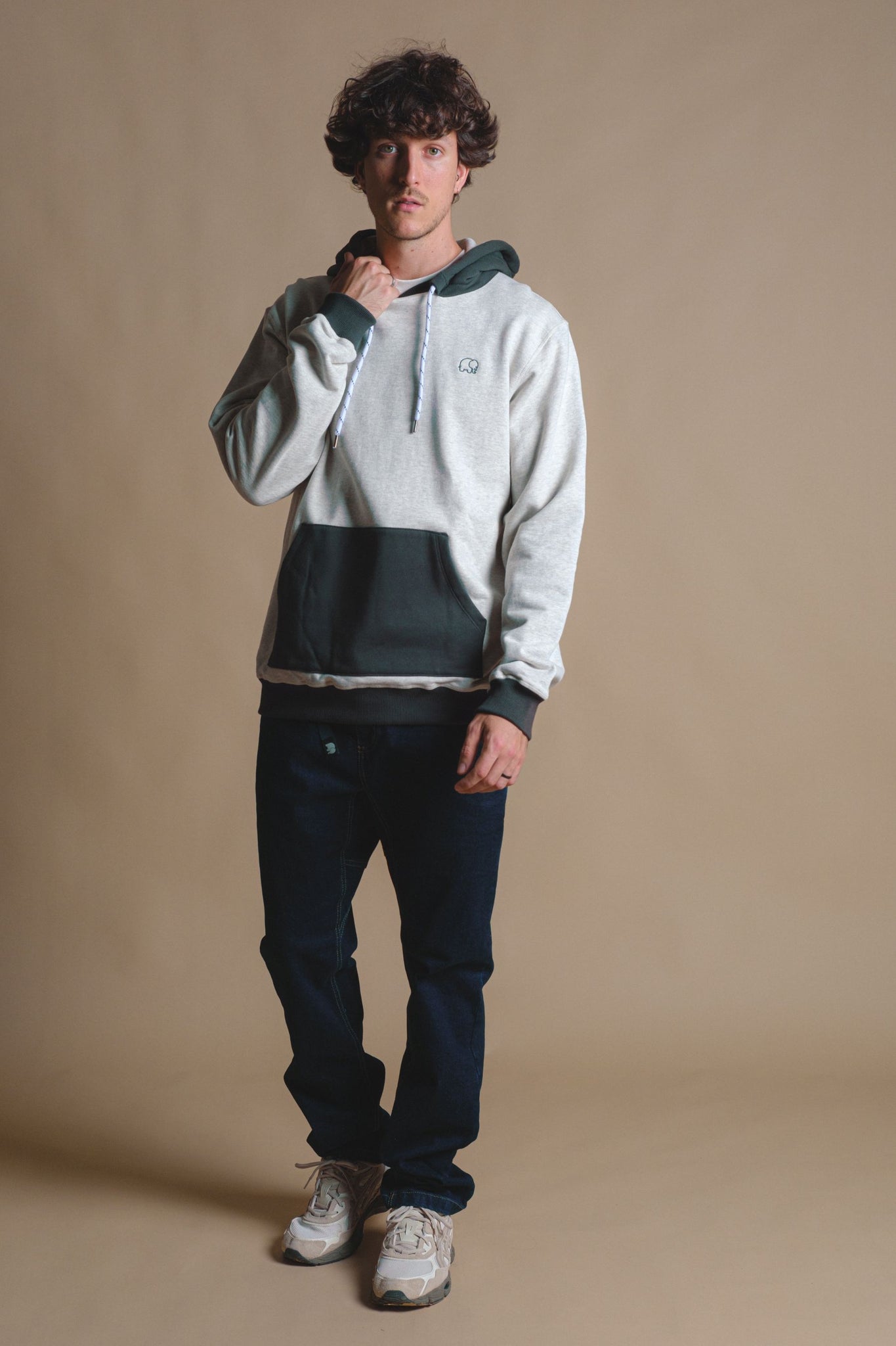 The Hooded Oversized Sweater Warm Heather Grey/Scarab