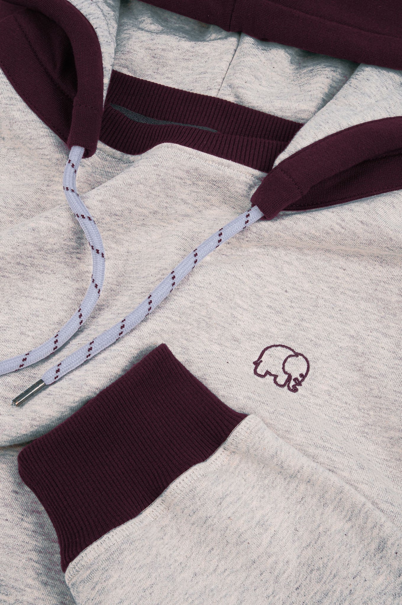 The Hooded Oversized Sweater Warm Heather Grey/Wine Red