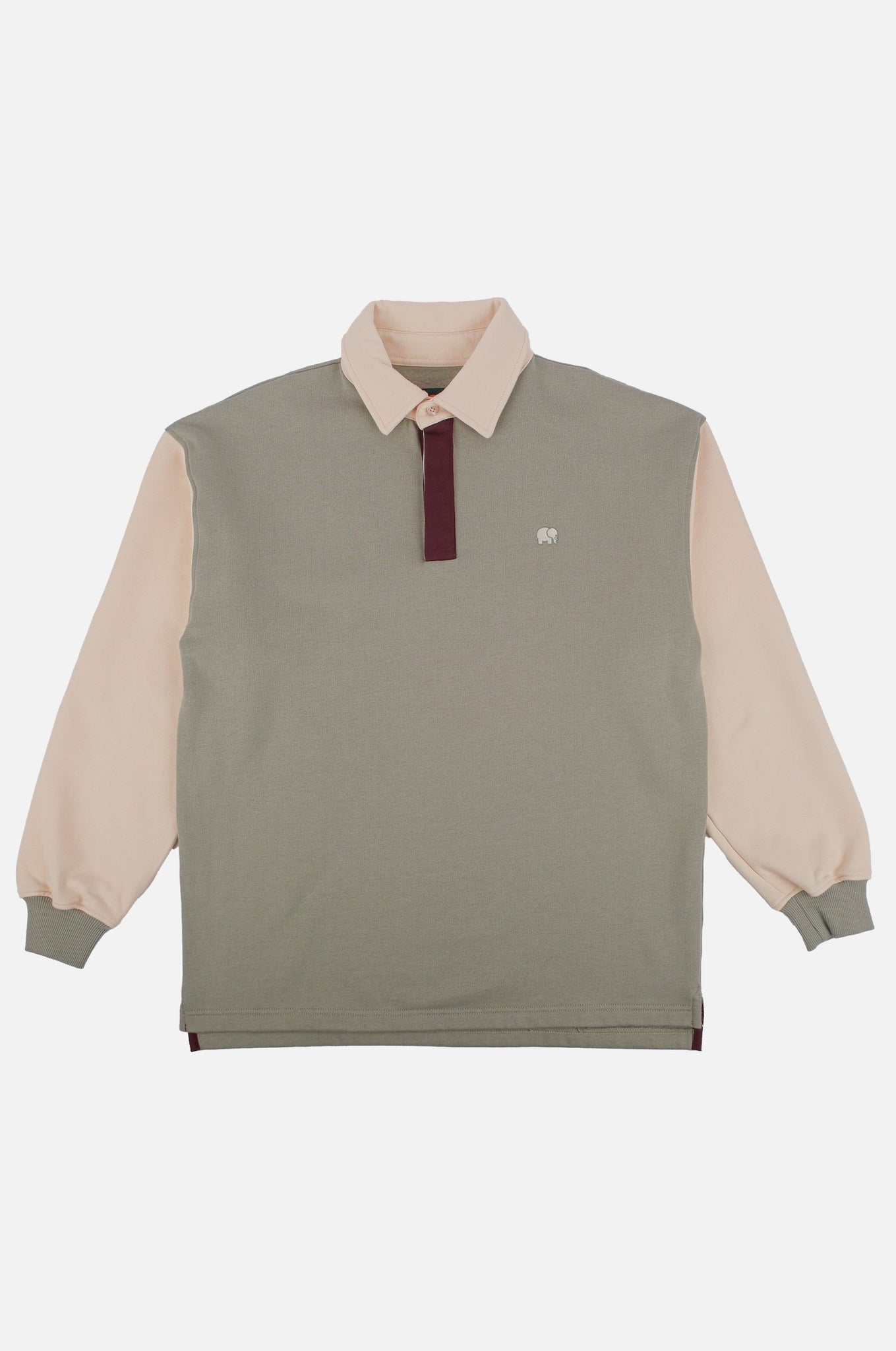 Color Block Oversized Polo Sweater Iron Veil