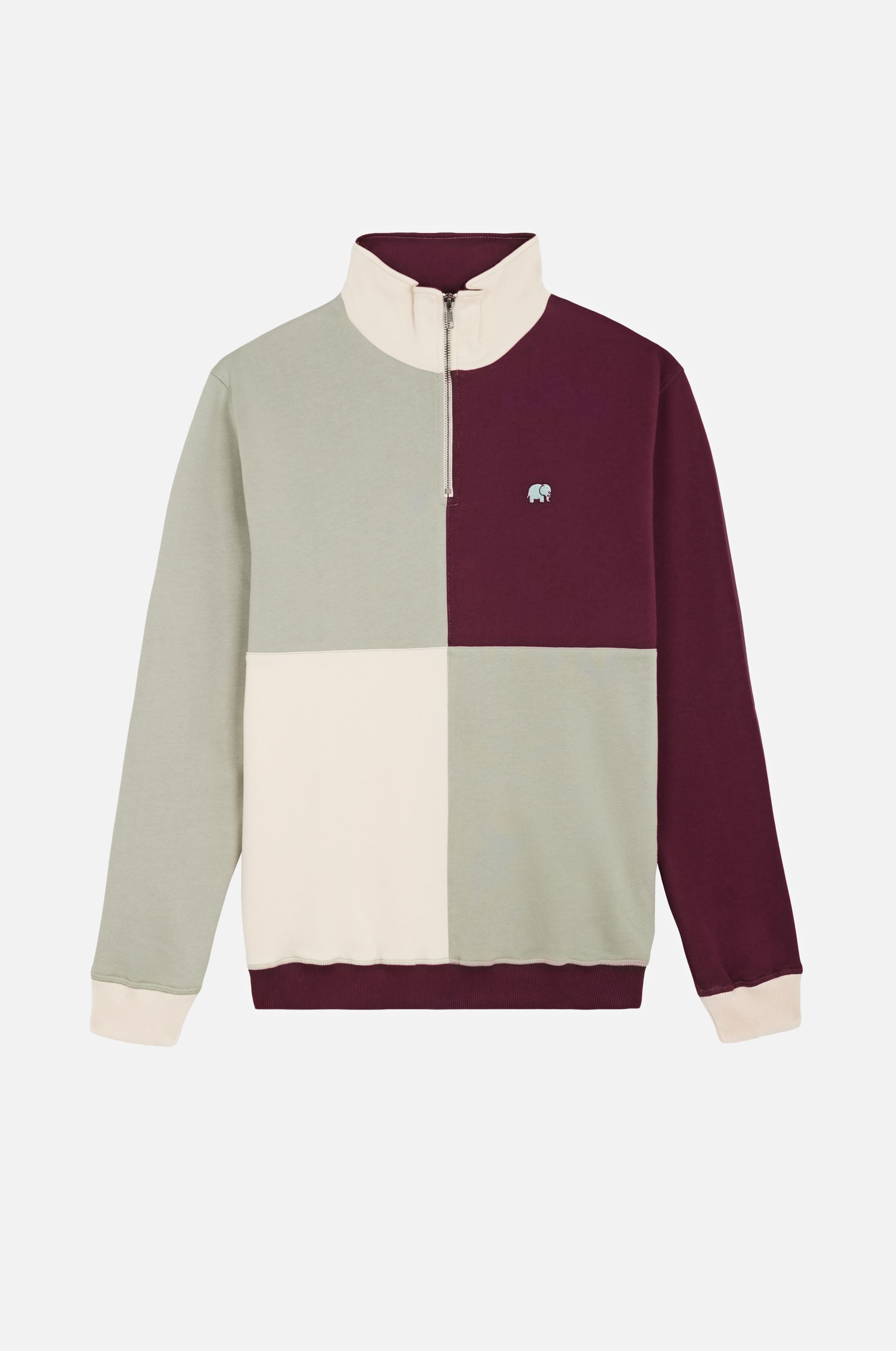 Color Block Quarter Zip Sweatshirt Iron Veil – Trendsplant
