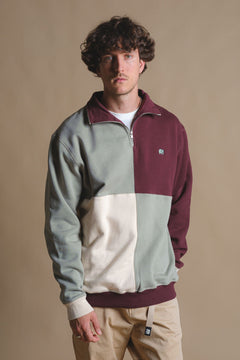 Color Block Quarter Zip Sweater Iron Veil
