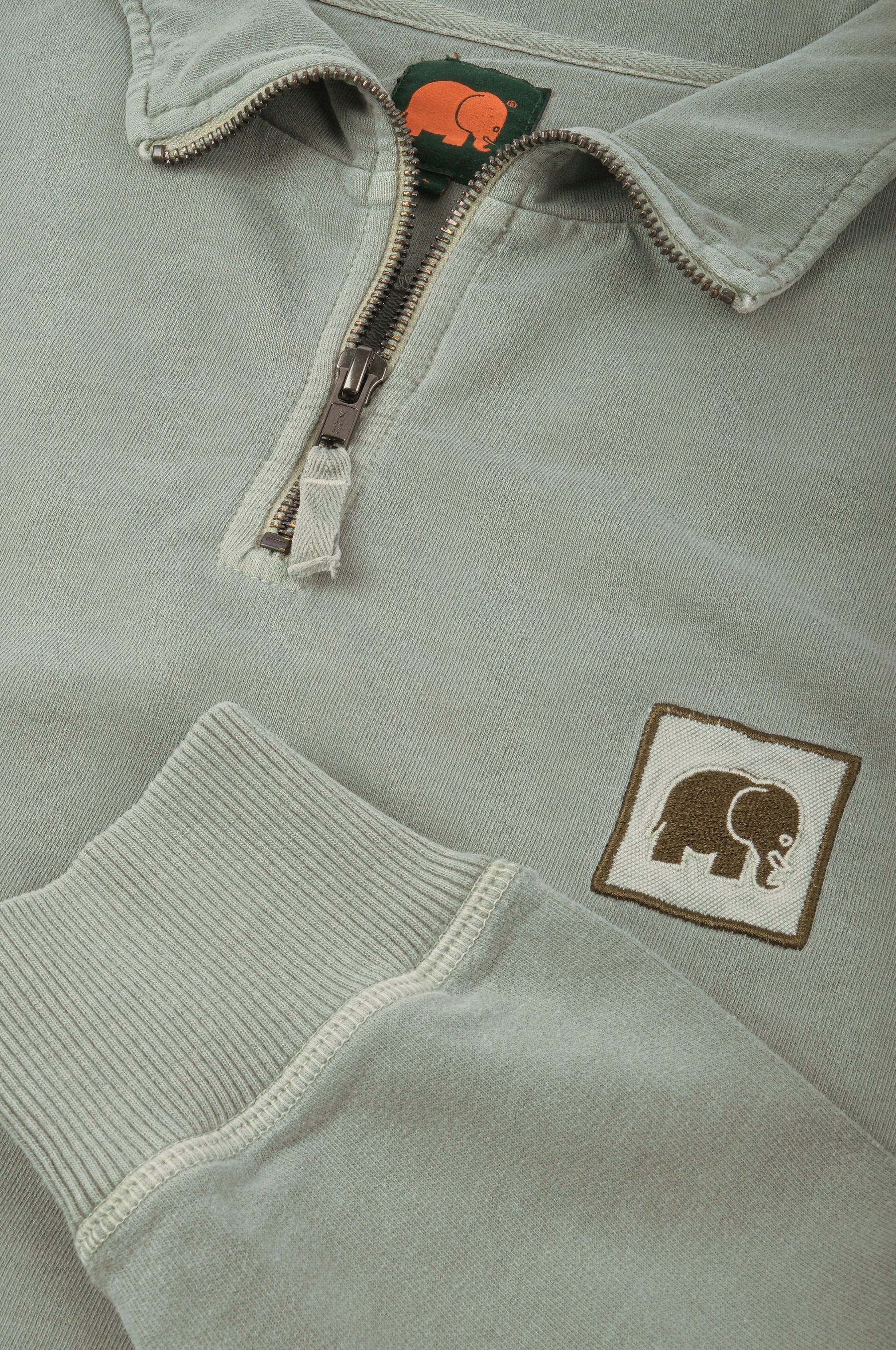 Sauce Pigment Quarter Zip Sweatshirt Silver Green – Trendsplant