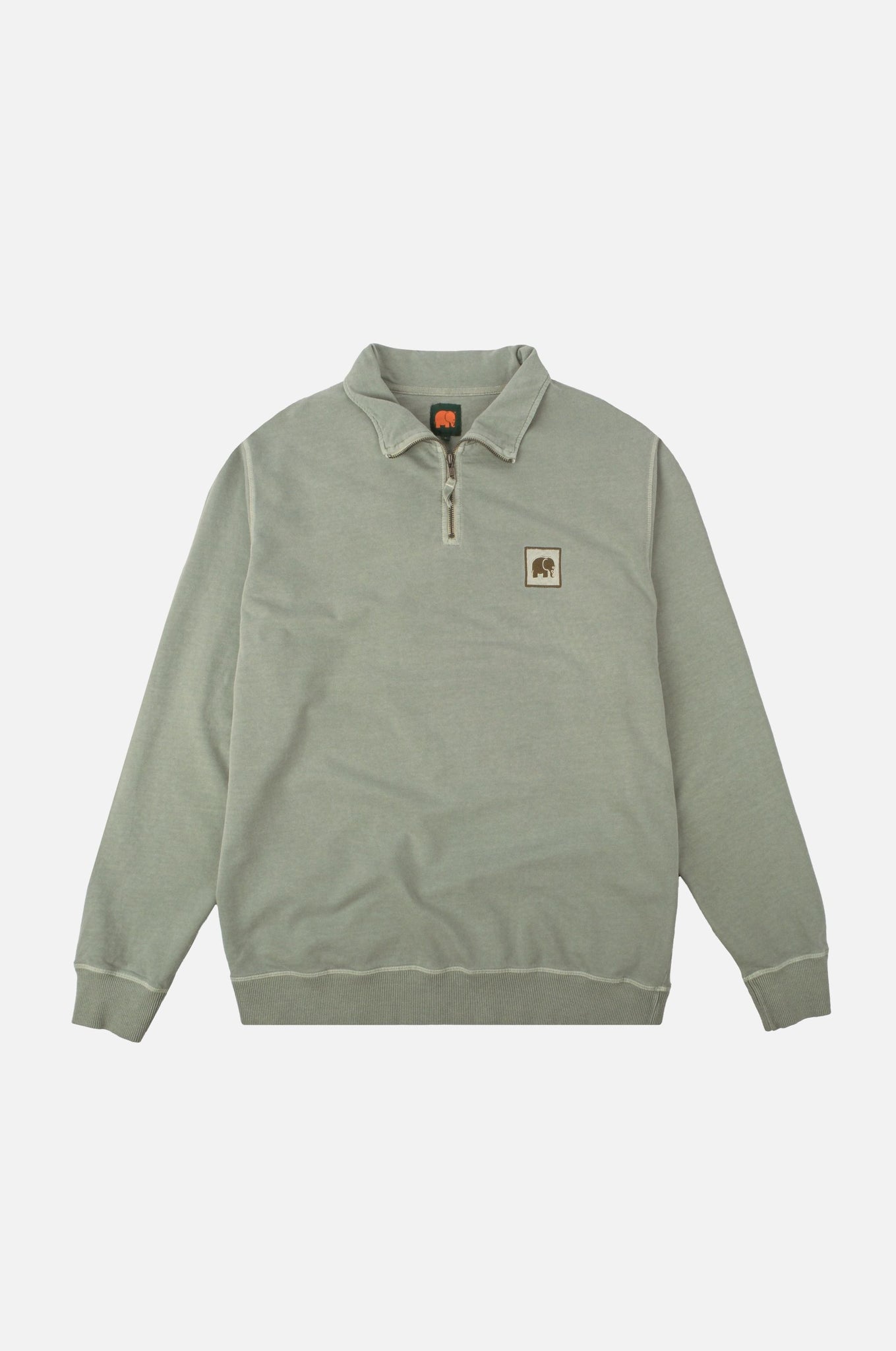 Sauce Pigment Quarter Zip Sweater Silver Green