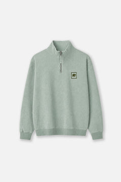 Sauce Pigment Quarter Zip Sweatshirt Silver Green