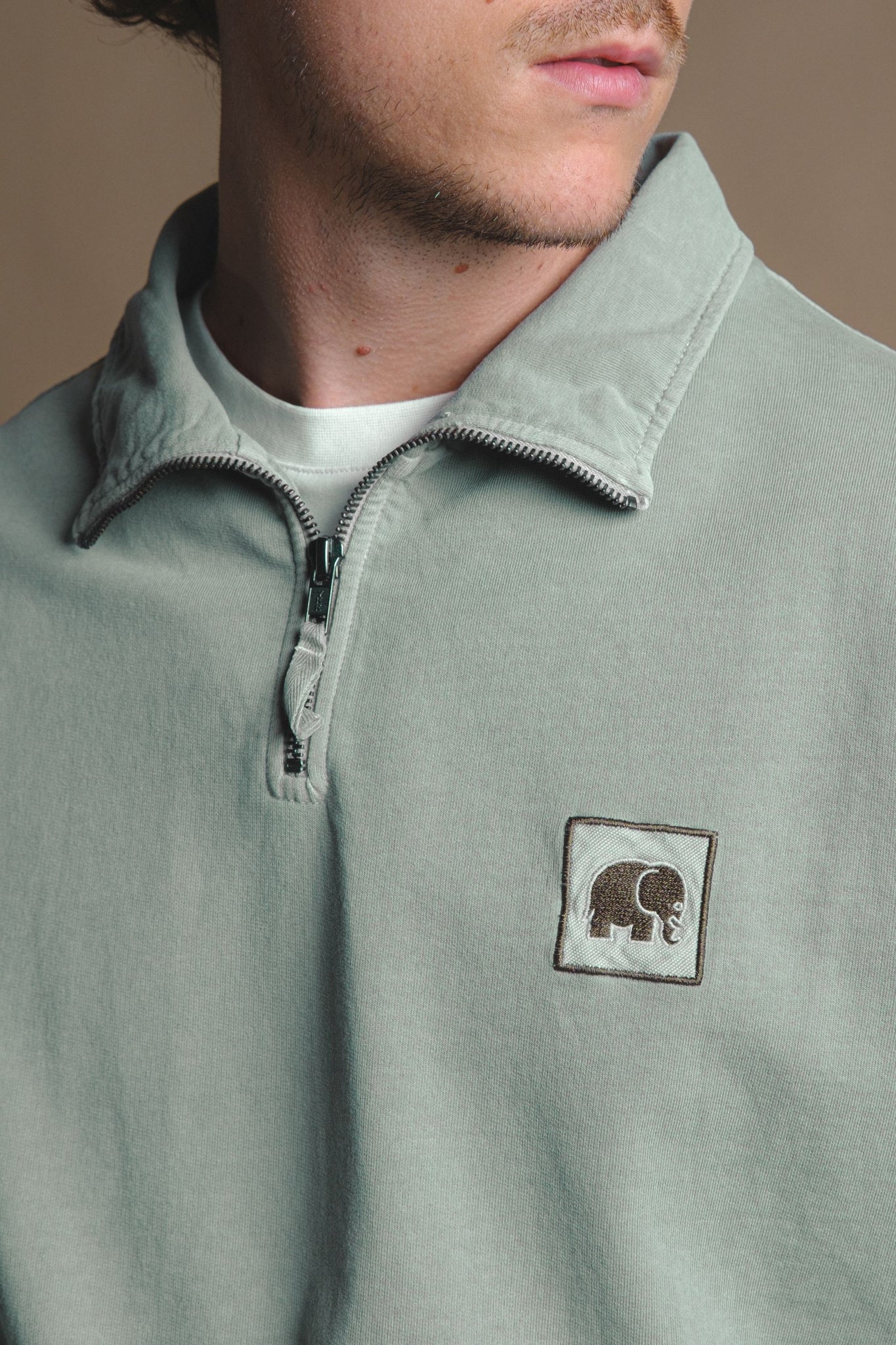 Sauce Pigment Quarter Zip Sweater Silver Green