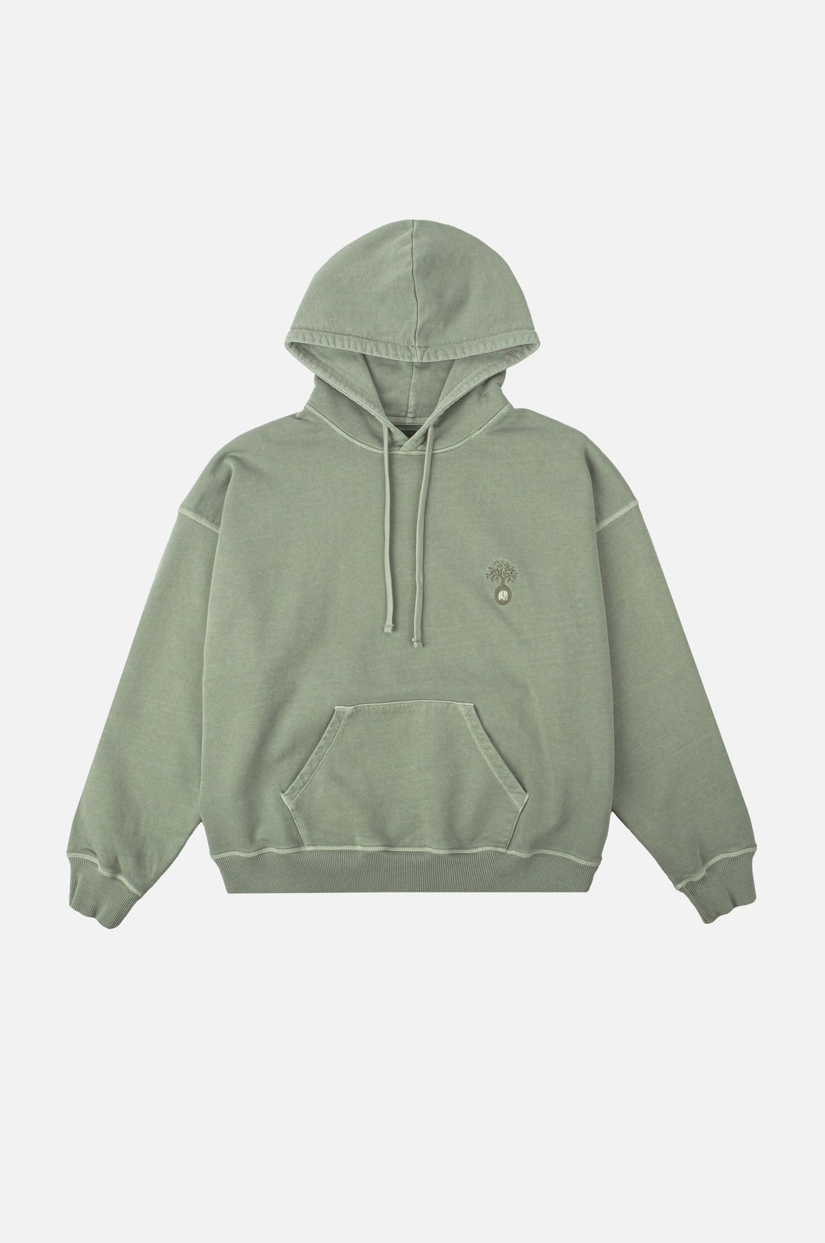 Silhouette frontale di Women's Cepaes Pigment Heavyweight Oversized Hoodie in Silver Green | TP_IMAGE_TYPE=SILHOUETTE_FRONT