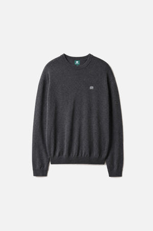 Maglione Tarbena Knit Charcoal mostrato su una superficie piana, con il classico design a girocollo e il discreto logo elefante. | TP_IMAGE_TYPE=SILHOUETTE_FRONT