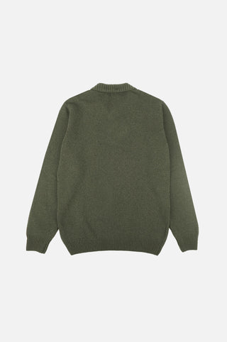 Bernia Quarter Zip Knit en Sage vu de dos, avec col côtelé et maille texturée. | TP_IMAGE_TYPE=MODEL_BACK