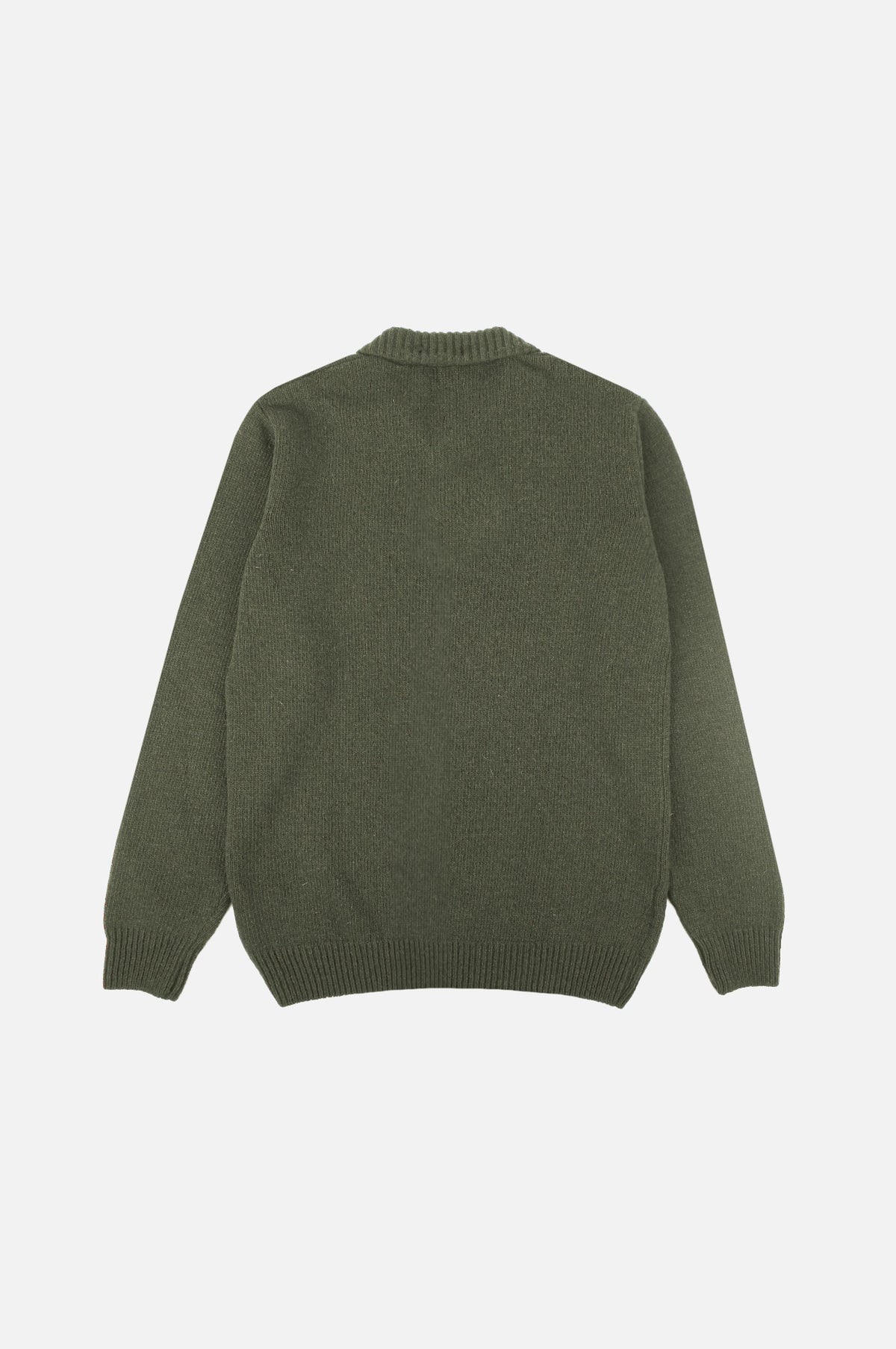 Bernia Quarter Zip Knit en Sage vu de dos, avec col côtelé et maille texturée. | TP_IMAGE_TYPE=MODEL_BACK