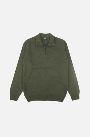 Bernia Quarter Zip Knit en coloris Sage présenté de face | TP_IMAGE_TYPE=SILHOUETTE_FRONT