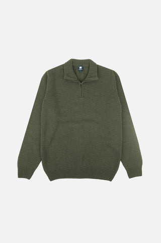 Bernia Quarter Zip Knit en coloris Sage présenté de face | TP_IMAGE_TYPE=SILHOUETTE_FRONT