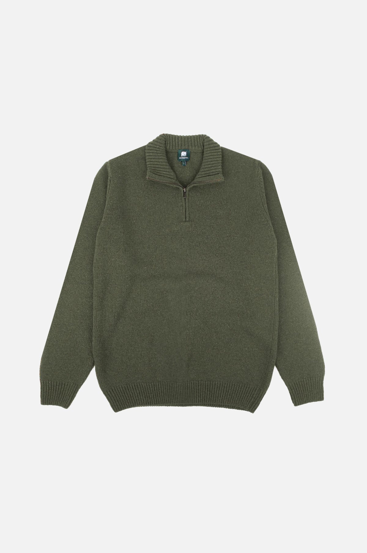 Bernia Quarter Zip Knit en coloris Sage présenté de face | TP_IMAGE_TYPE=SILHOUETTE_FRONT