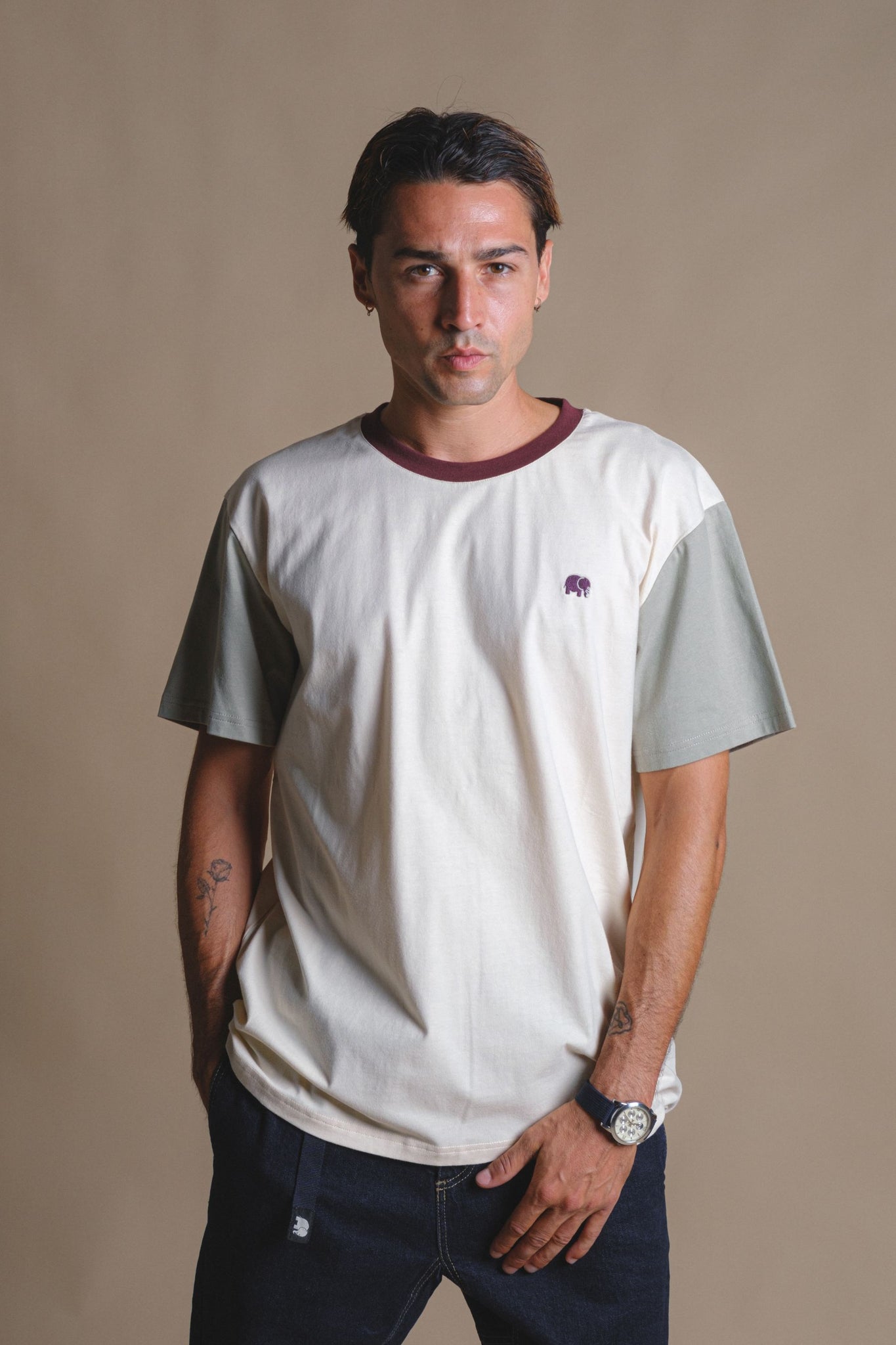 Color Block T-Shirt Pale Glow/Iron Veil