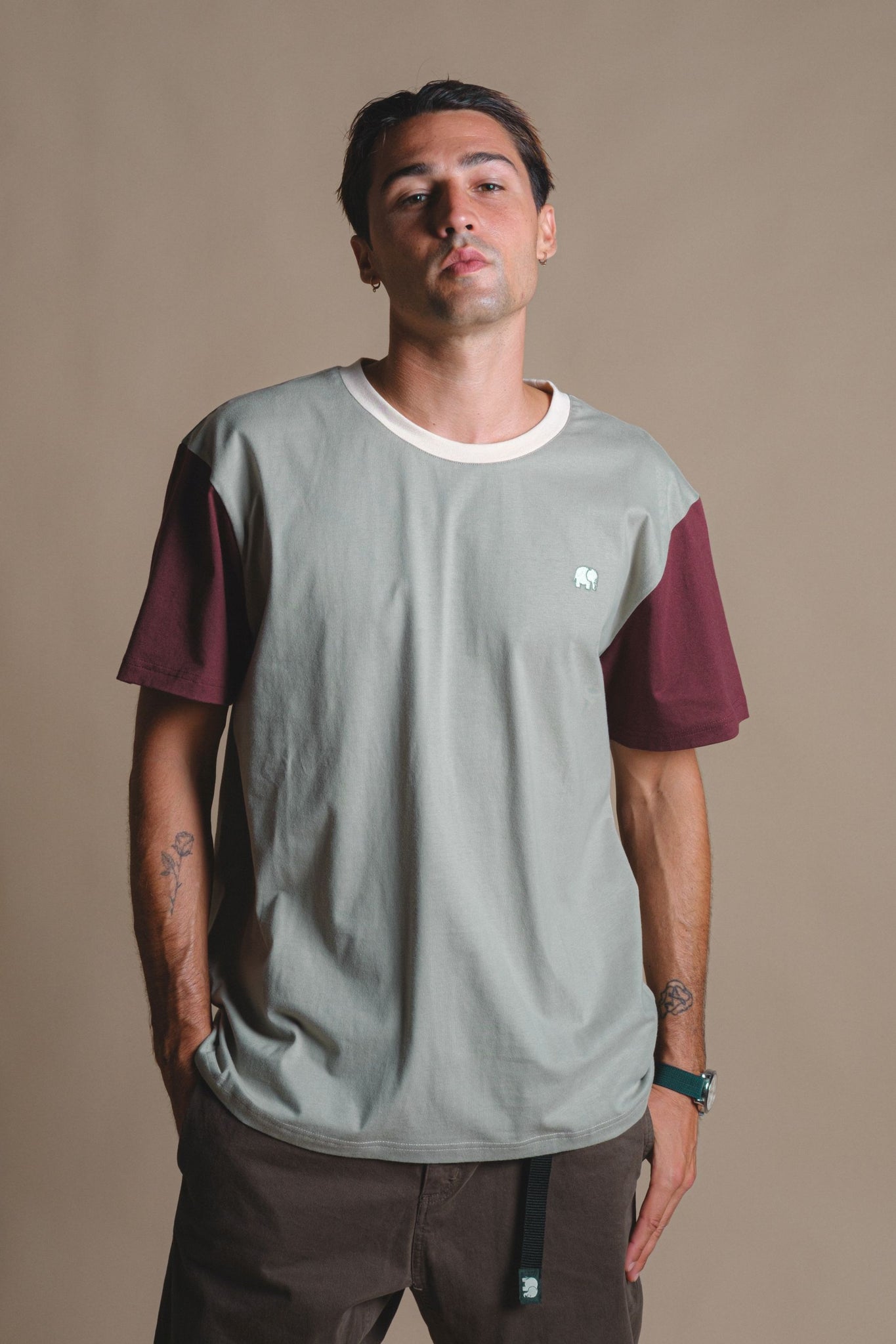 Color Block T-Shirt Iron Veil