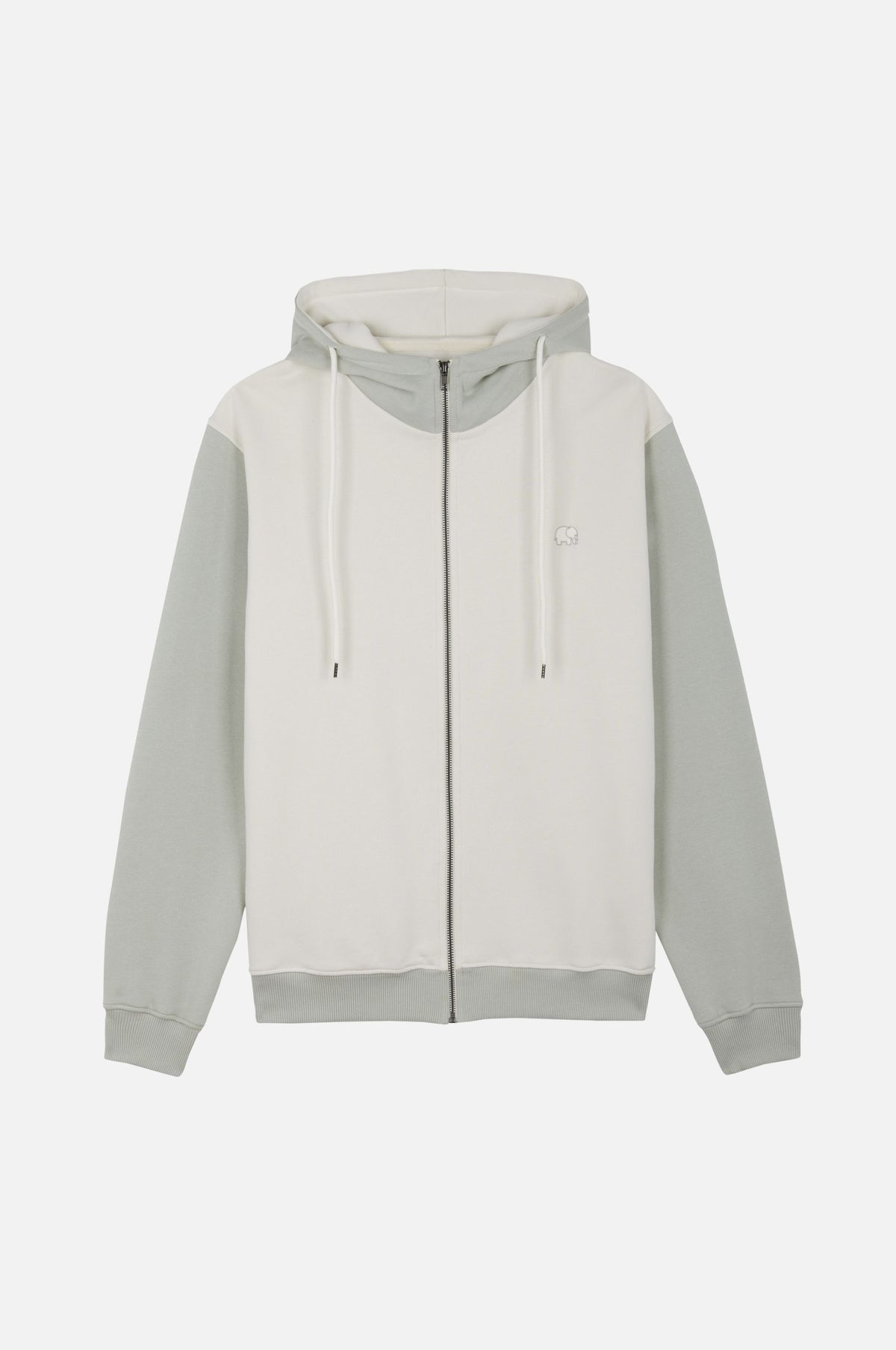 Silhouette de face du Color Block Zip Hoodie en Sea Glass | TP_IMAGE_TYPE=SILHOUETTE_FRONT