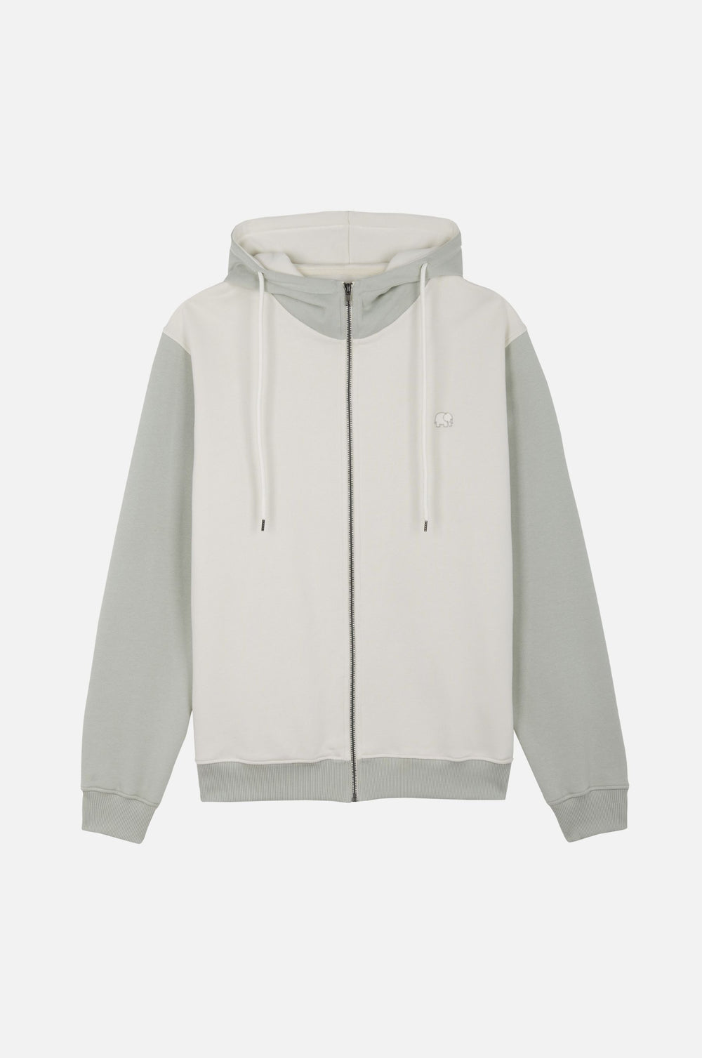 Silhouette de face du Color Block Zip Hoodie en Sea Glass | TP_IMAGE_TYPE=SILHOUETTE_FRONT