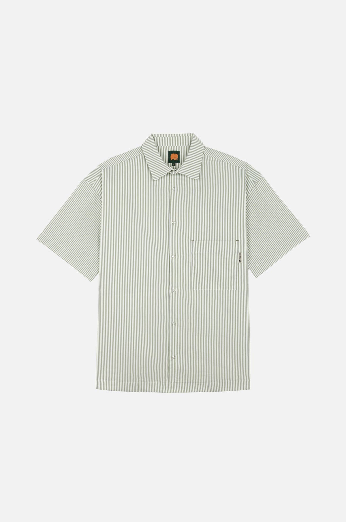 Silhouette avant de Mechanic Box Seaqual®Yarn S/S Shirt Green Stripes | TP_IMAGE_TYPE=SILHOUETTE_FRONT