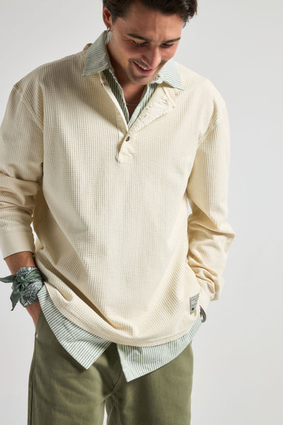 Deck L/S Waffle Henley Antique White – Trendsplant