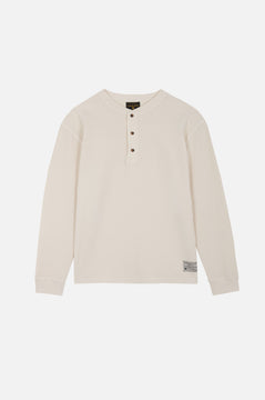 Deck L/S Waffle Henley Antique White