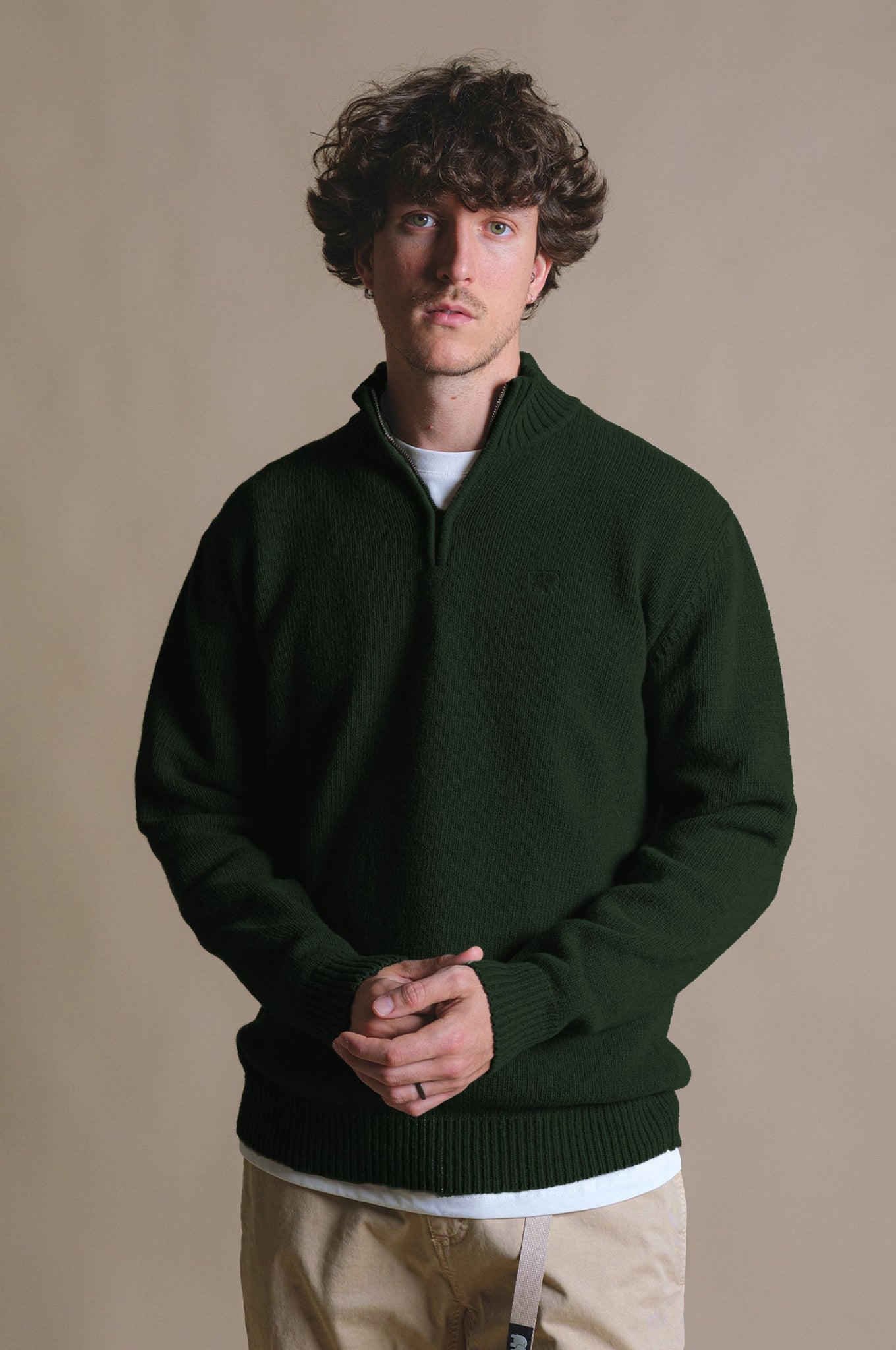 Bernia Quarter Zip Knit Forest