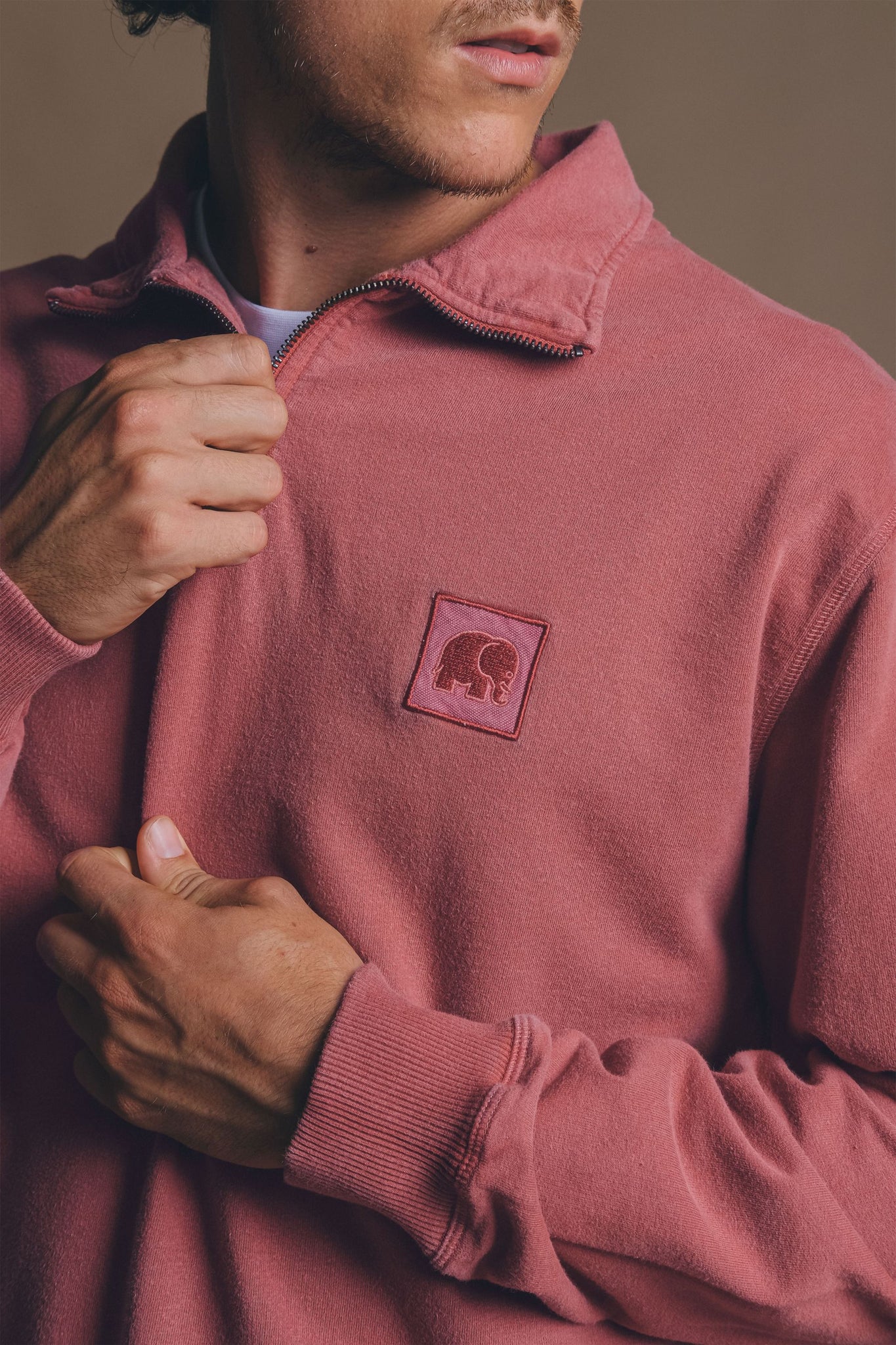 Sauce Loopback Pigment Dyed Half Zip Sweater Burning Sky
