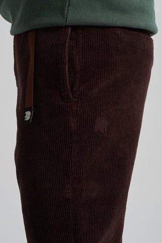 Personne portant le Corduroy Ecodye Climber Pant en Chicory Coffee, vue de côté mettant en valeur la texture et la coupe du tissu | TP_IMAGE_TYPE=MODEL_FRONT