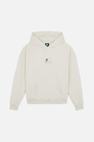 Felpa con cappuccio Crisantemo da donna in Antique White con design a elefante ricamato e un'ampia tasca frontale. | TP_IMAGE_TYPE=SILHOUETTE_FRONT