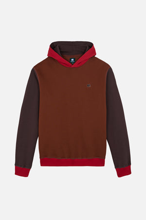 Felpa con cappuccio Color Block in Cherry e Mahogany con cappuccio rosso e maniche a contrasto | TP_IMAGE_TYPE=SILHOUETTE_FRONT