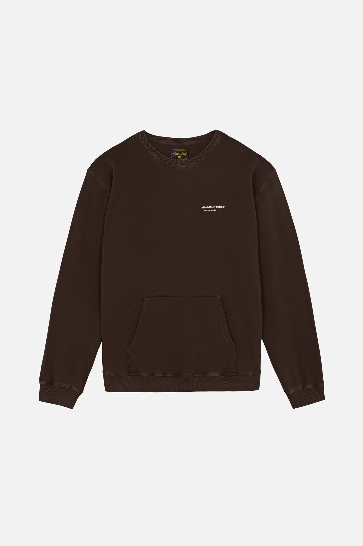 Core Oversized Sweatshirt en coloris Coffee Bean présenté à plat, avec une encolure ronde et une poche avant. | TP_IMAGE_TYPE=SILHOUETTE_FRONT