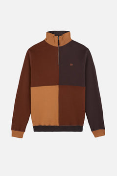 Color Block Quarter Zip Sweatshirt Cherry Mahogany