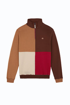 Color Block Quarter Zip Sweatshirt Equestrian Red