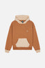 Women's Color Block Hoodie in Cashew color featuring a contrasting hood and front pocket | TP_IMAGE_TYPE=SILHOUETTE_FRONT