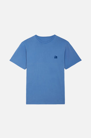 Bloom T-Shirt Ebb&Flow in a solid blue color, featuring a small logo on the chest, displayed in a flat lay | TP_IMAGE_TYPE=SILHOUETTE_FRONT