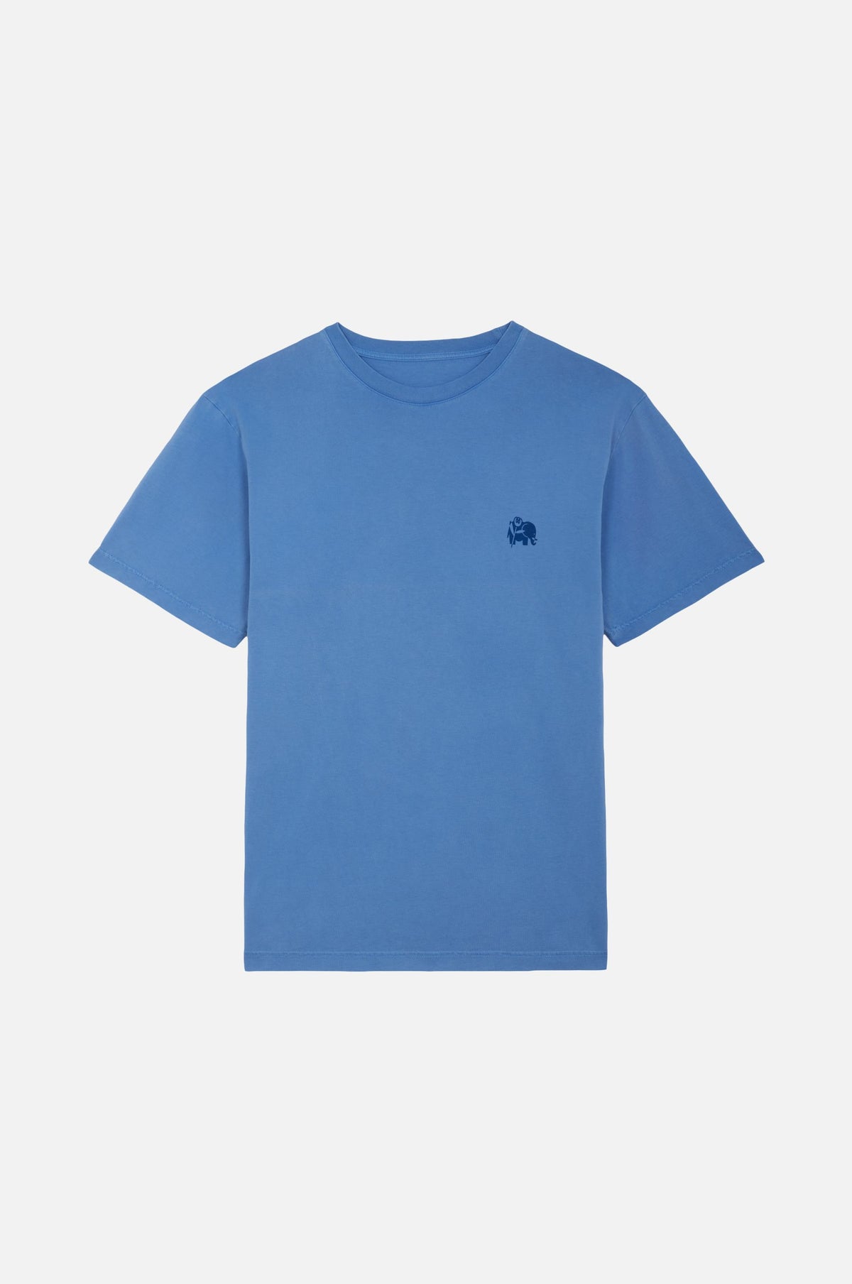 Bloom T-Shirt Ebb&Flow in a solid blue color, featuring a small logo on the chest, displayed in a flat lay | TP_IMAGE_TYPE=SILHOUETTE_FRONT