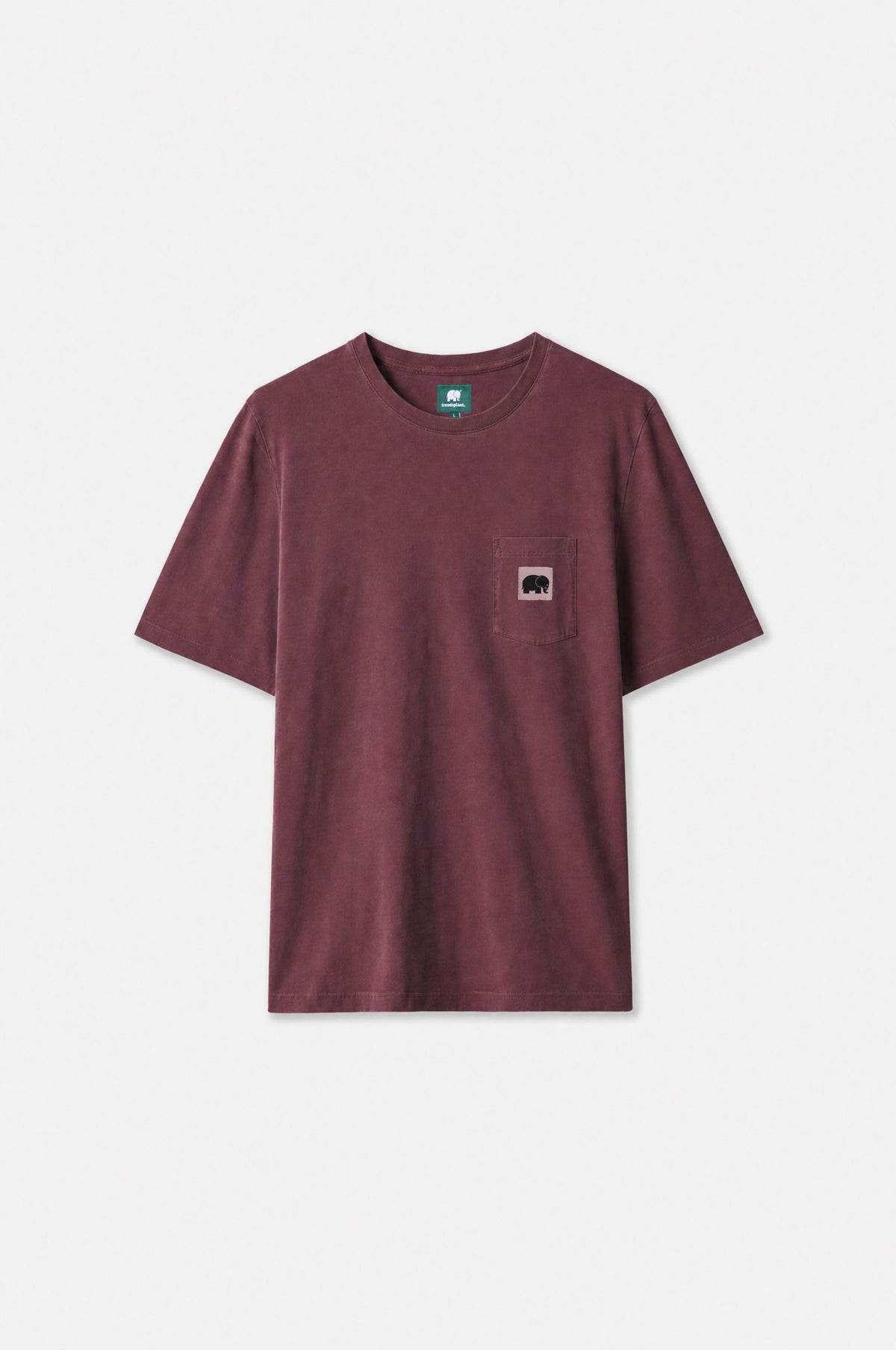 T-shirt Garza Cabernet mostrata su una superficie piana, che mette in mostra una tasca con logo e maniche corte in un ricco color cabernet | TP_IMAGE_TYPE=SILHOUETTE_FRONT