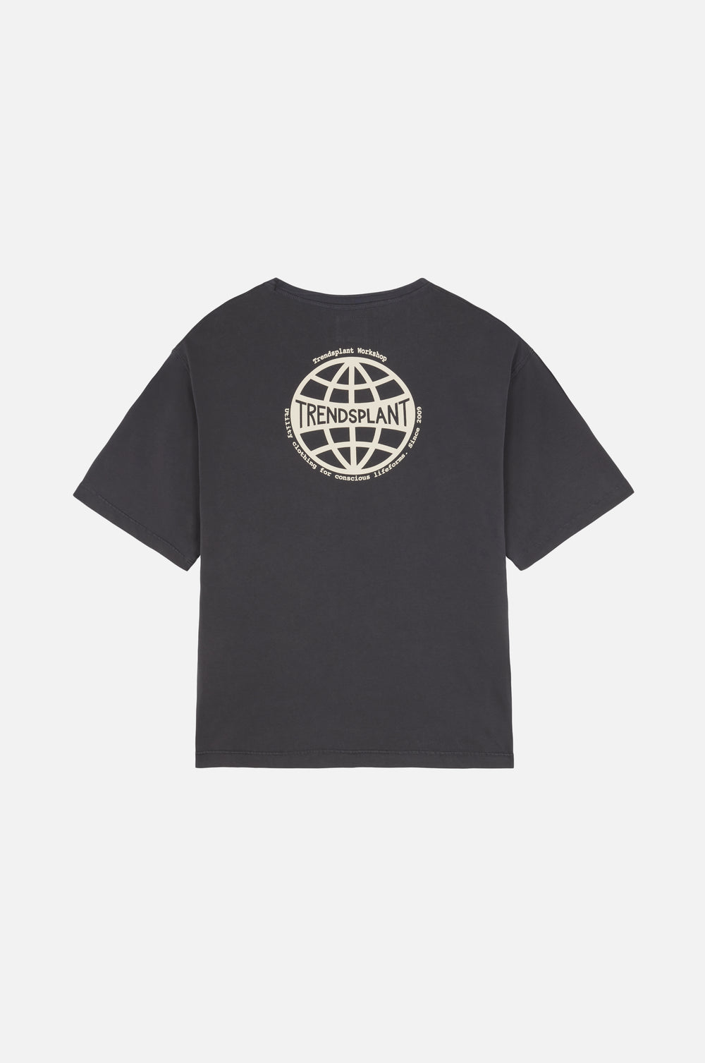 Worldwide Sunwashed Heavy Oversized T-shirt in Forged Iron mostrata da dietro, con una grafica sulla parte posteriore. | TP_IMAGE_TYPE=MODEL_BACK