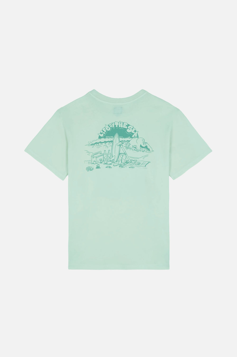 T-shirt Aqua glass avec un motif de surf et de plage au dos | TP_IMAGE_TYPE=MODEL_BACK