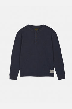Deck L/S Waffle Henley Baritone Blue