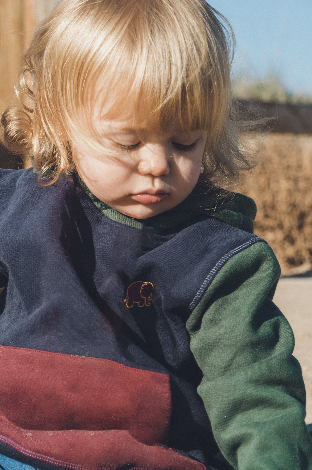 Personne portant un Kid's Color Block Hoodie en Trendsplant Blue, vue de face | TP_IMAGE_TYPE=MODEL_FRONT