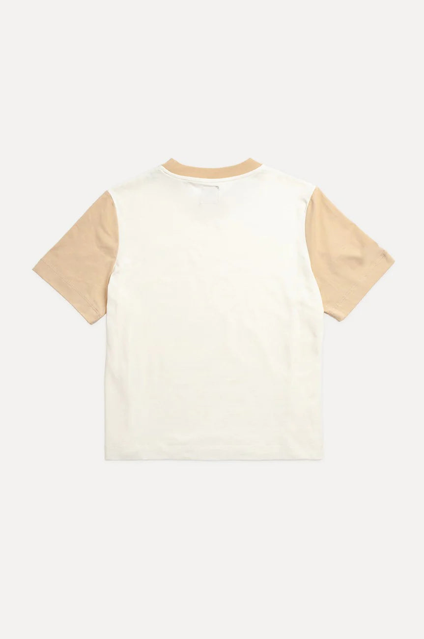 Vista posteriore di una t-shirt Color Block in colore Natural | TP_IMAGE_TYPE=MODEL_BACK