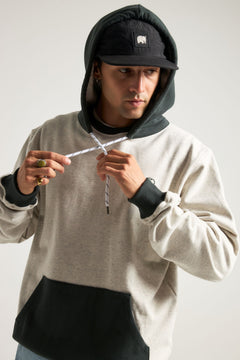The Hooded Oversized Sweater Warm Heather Grey/Scarab