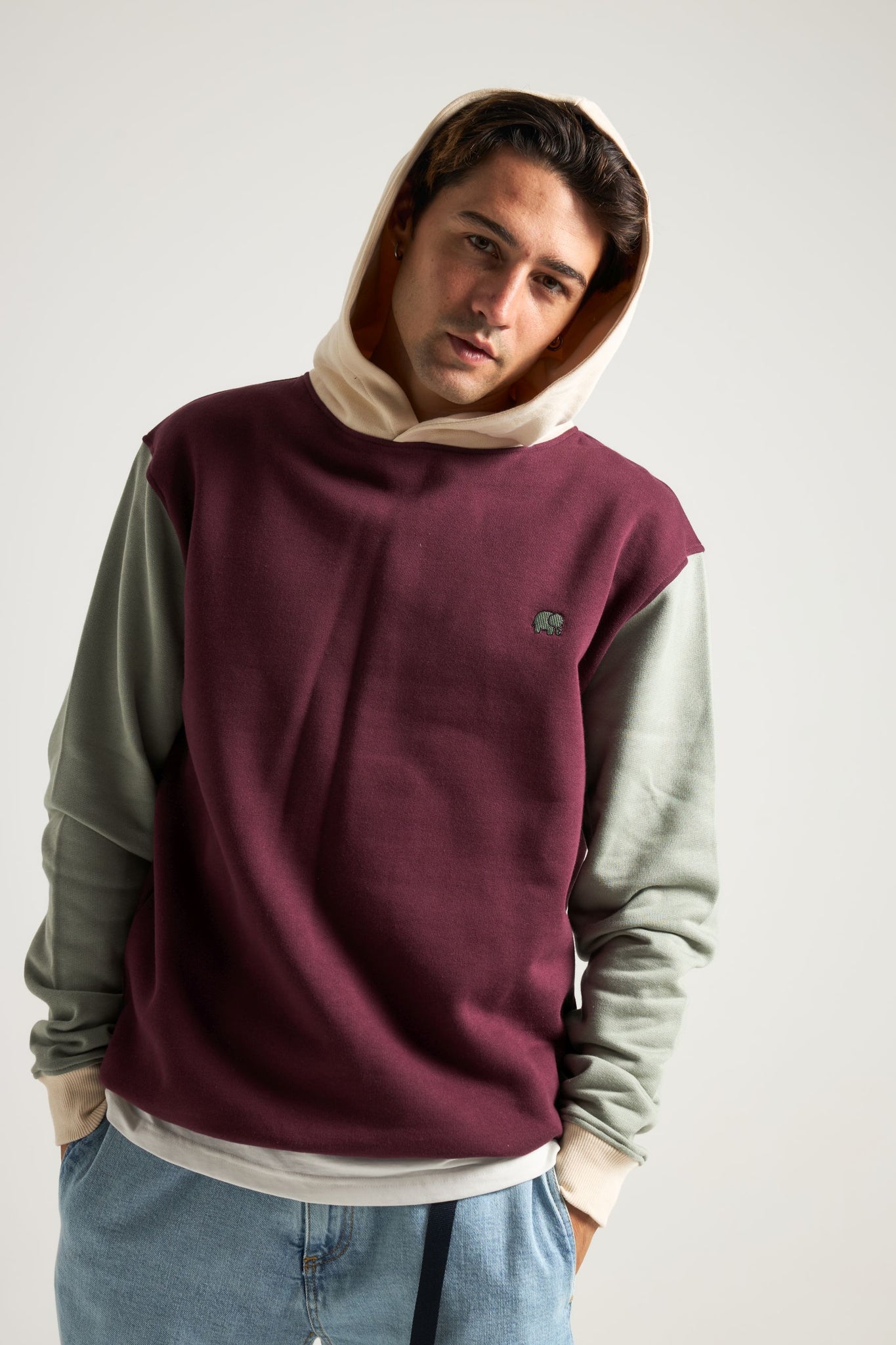 Color Block Hoodie Nightfall Ruby