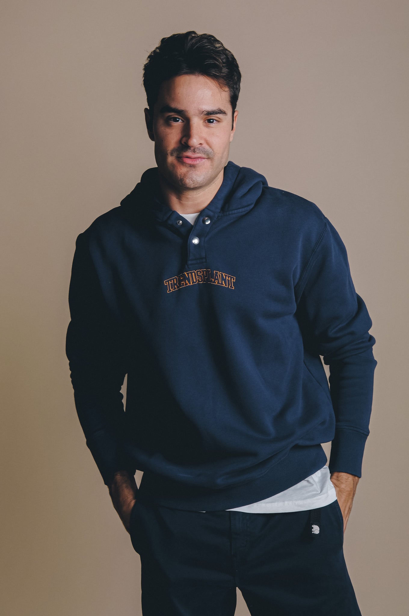 Lambda College Button Up Hoodie Deep Navy